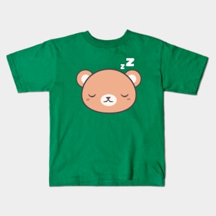 Sleepy Kawaii Cute Brown Bear Kids T-Shirt